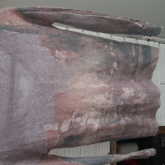 Women's Camo Handmade Knitted Pattern Boutique V- Neck Sweater Size SX - Picture 6 of 11